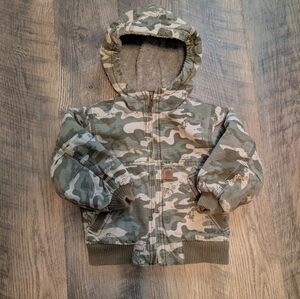 Carhartt Camouflage 2t Sherpa Hooded Jacket Boy Winter Coat